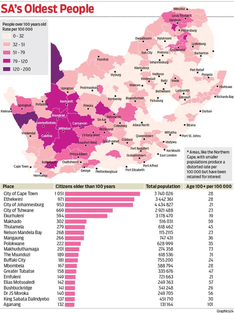 Map: where South Africa’s oldest people live
